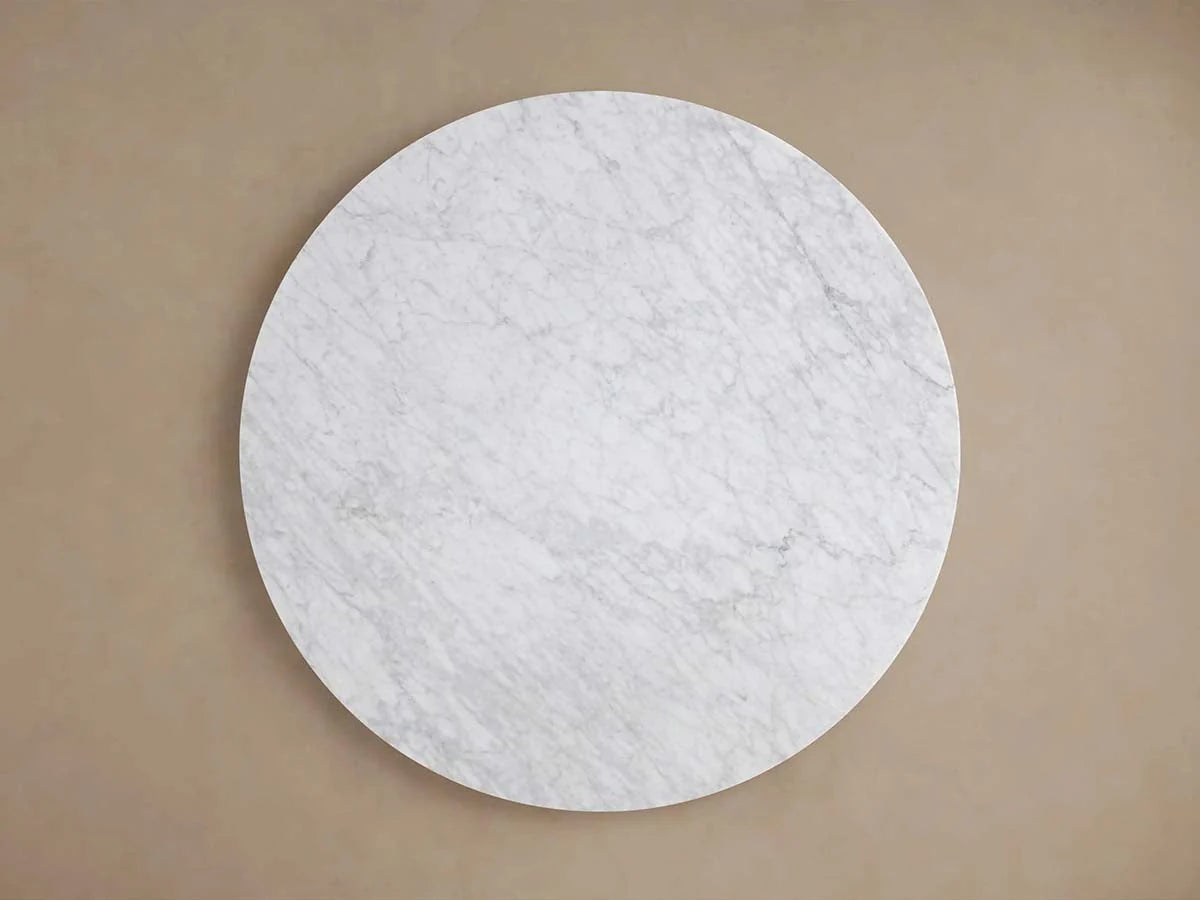 Saint Germain Round Marble Top Dining Table With Wood Dauphine Base