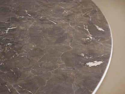 Saint Germain Round Marble Top Dining Table With Wood Dauphine Base
