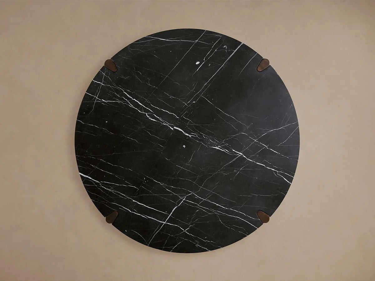 Pyet Round Floating Marble Stone Top Dining Table with Oak Wood Base