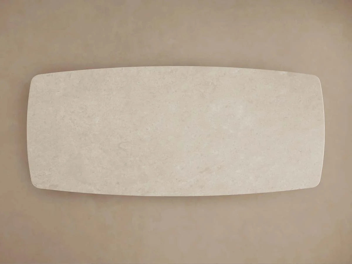 Saint Germain Natural Stone Marble Dining Table with Wood Toulouse Base