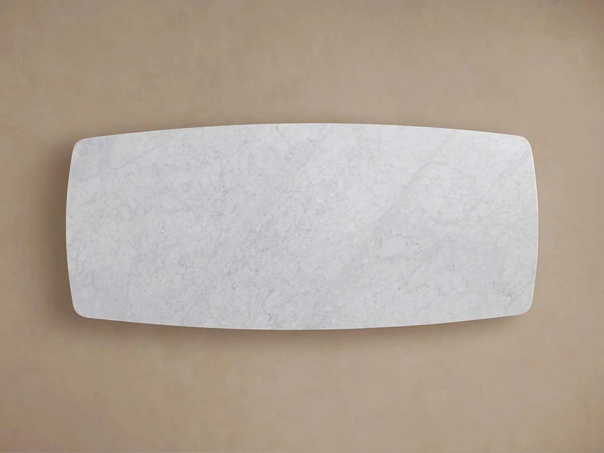 Saint Germain Natural Stone Marble Dining Table with Wood Toulouse Base