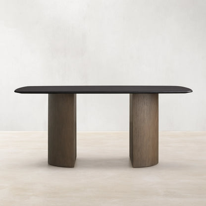 Saint Germain Rectangle Oak Top Dining Table with Wood Dauphine Base