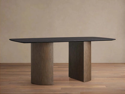 Saint Germain Rectangle Oak Top Dining Table with Wood Dauphine Base