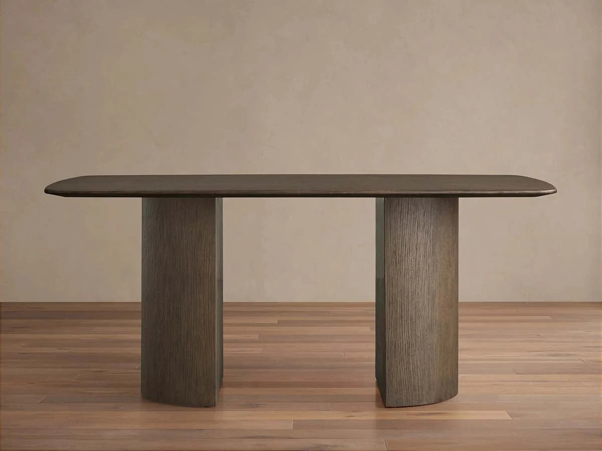 Saint Germain Rectangle Oak Top Dining Table with Wood Dauphine Base