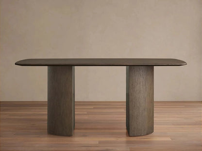 Saint Germain Rectangle Oak Top Dining Table with Wood Dauphine Base