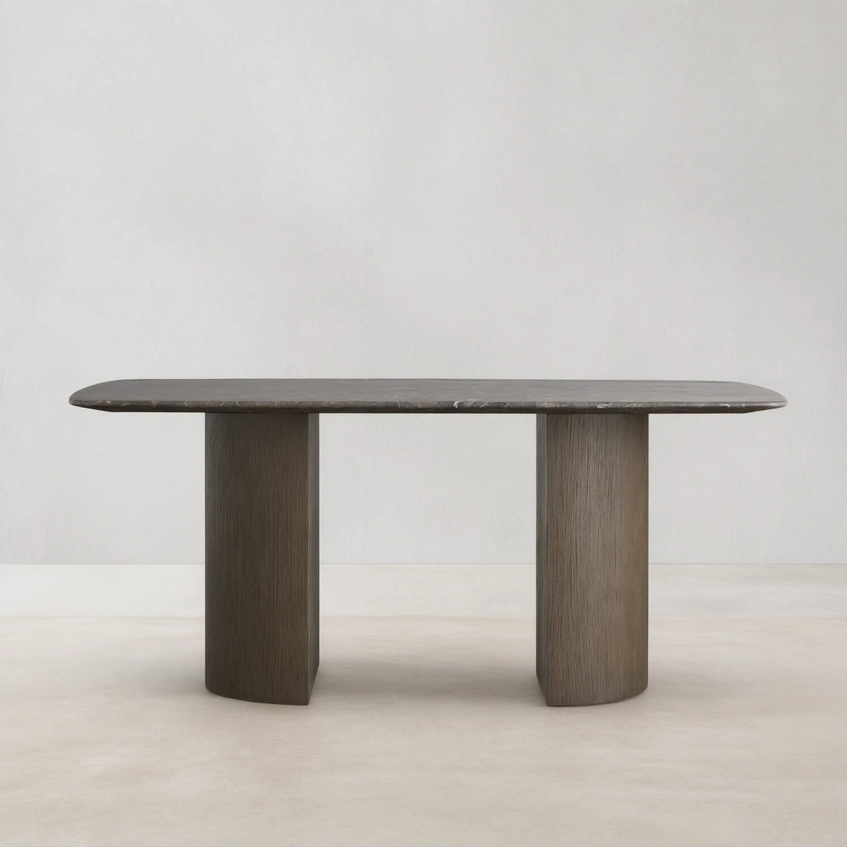 Saint Germain Stone Marble Top Dining Table with Wood Dauphine Base