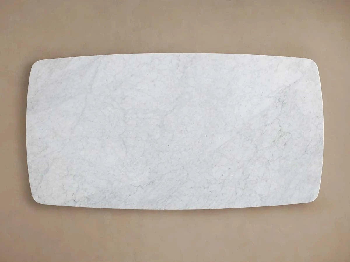 Saint Germain Stone Marble Top Dining Table with Wood Dauphine Base