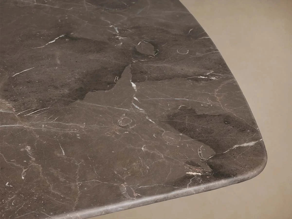 Saint Germain Stone Marble Top Dining Table with Wood Dauphine Base