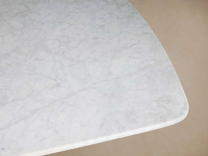 Saint Germain Stone Marble Top Dining Table with Wood Dauphine Base