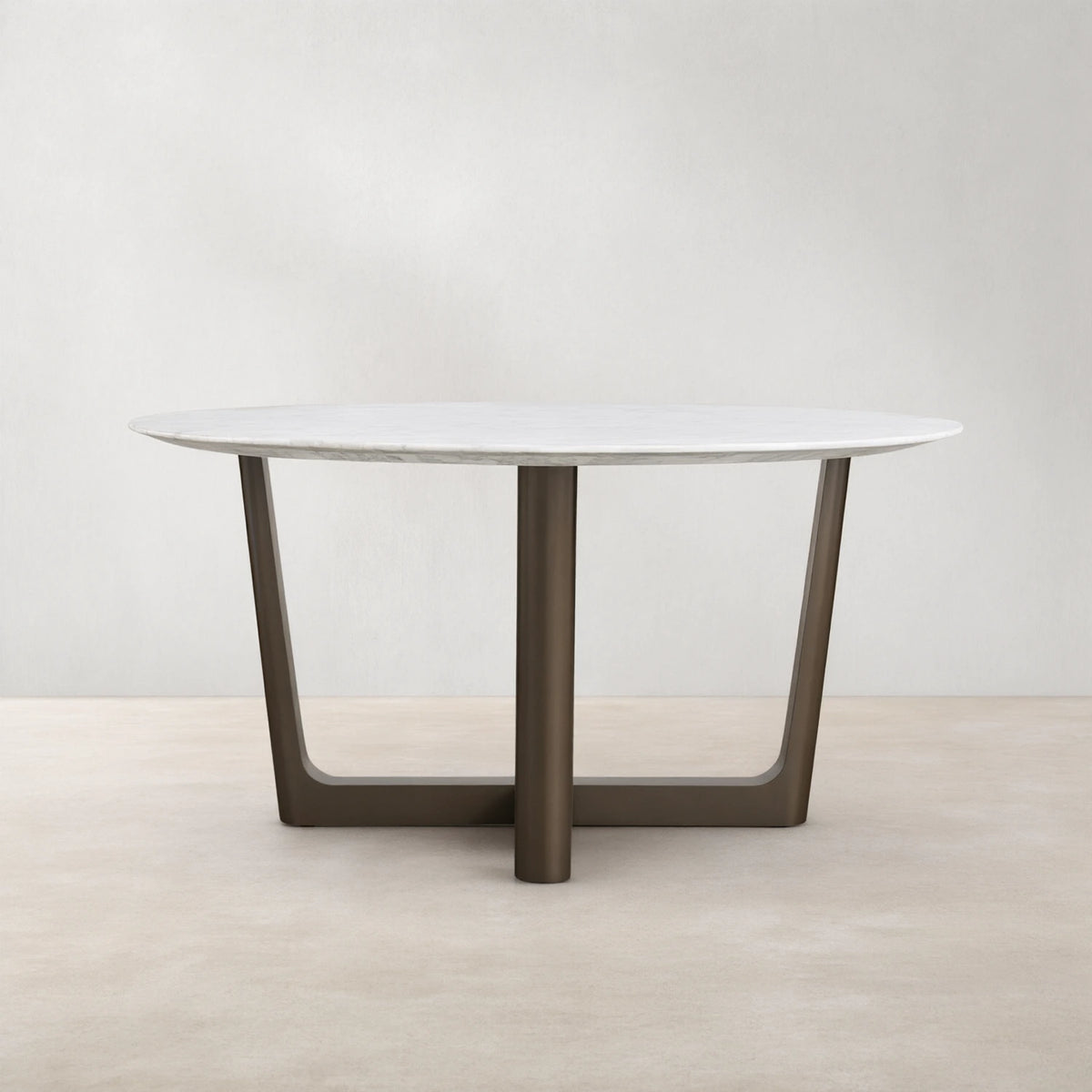 Saint Germain Round Marble Stone Dining Table with Rennes Metal Base
