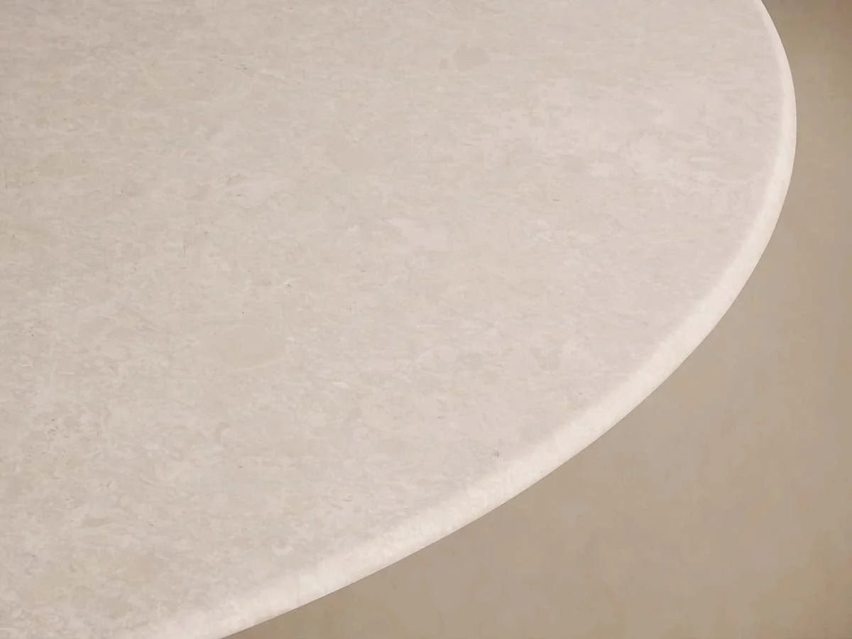 Saint Germain Round Marble Stone Dining Table with Rennes Metal Base