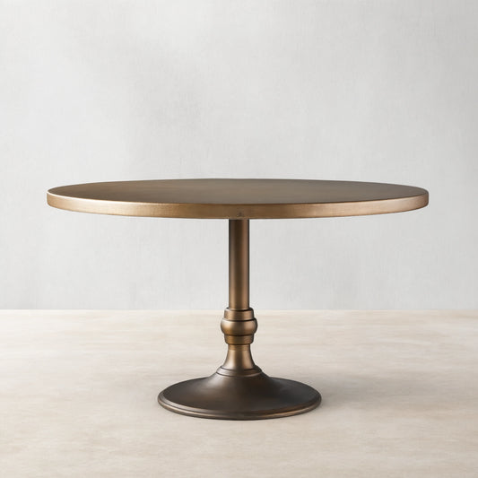 Recycled French Metal Bistro Table Black and Gold Small Dining Table with Cast Iron Wade Base