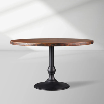 Recycled French Metal Bistro Table Black and Gold Small Dining Table with Cast Iron Wade Base