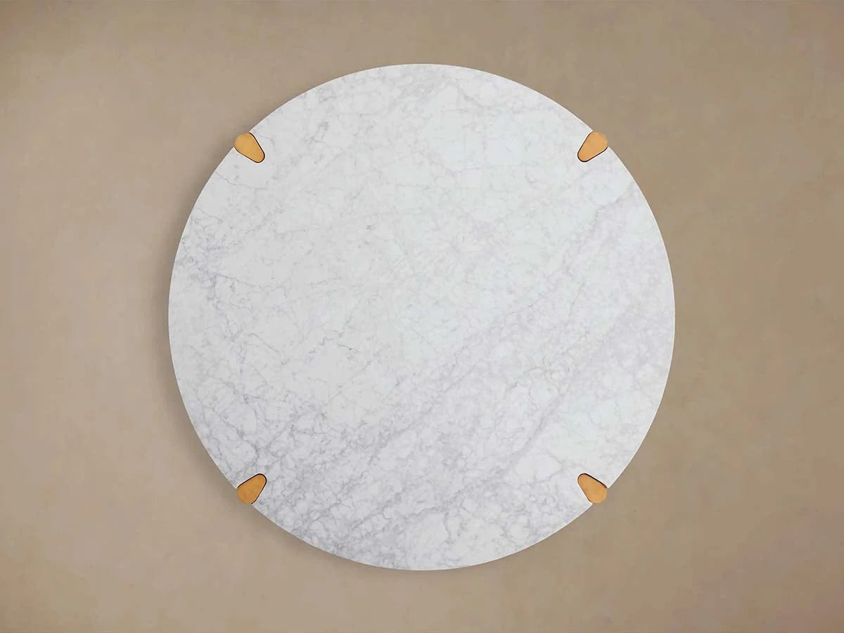 Pyet 48" Round Carrara Marble Top Dining Table with Oak Base