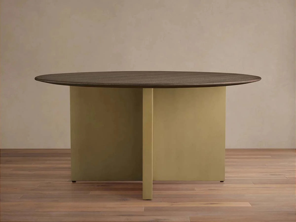 Saint Germain Round Oak Wood Dining Table with Clement Base