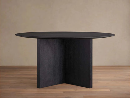 Saint Germain Round Oak Wood Dining Table with Clement Base