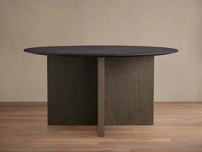 Saint Germain Round Oak Wood Dining Table with Clement Base
