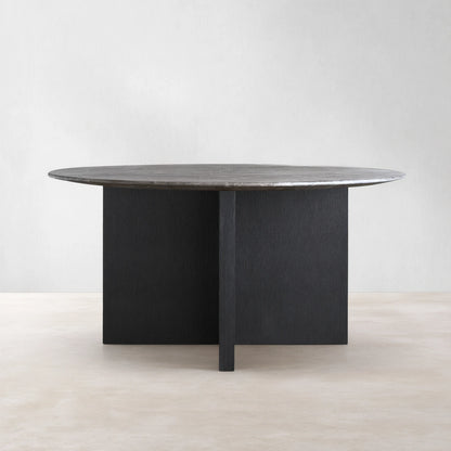Saint Germain Round Marble Stone Dining Table With Clement Base