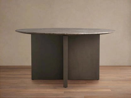 Saint Germain Round Marble Stone Dining Table With Clement Base