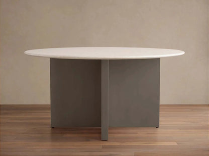 Saint Germain Round Marble Stone Dining Table With Clement Base