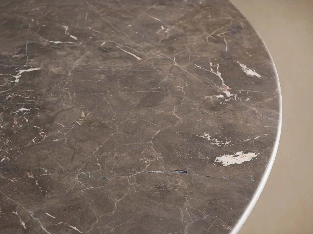 Saint Germain Round Marble Stone Dining Table With Clement Base