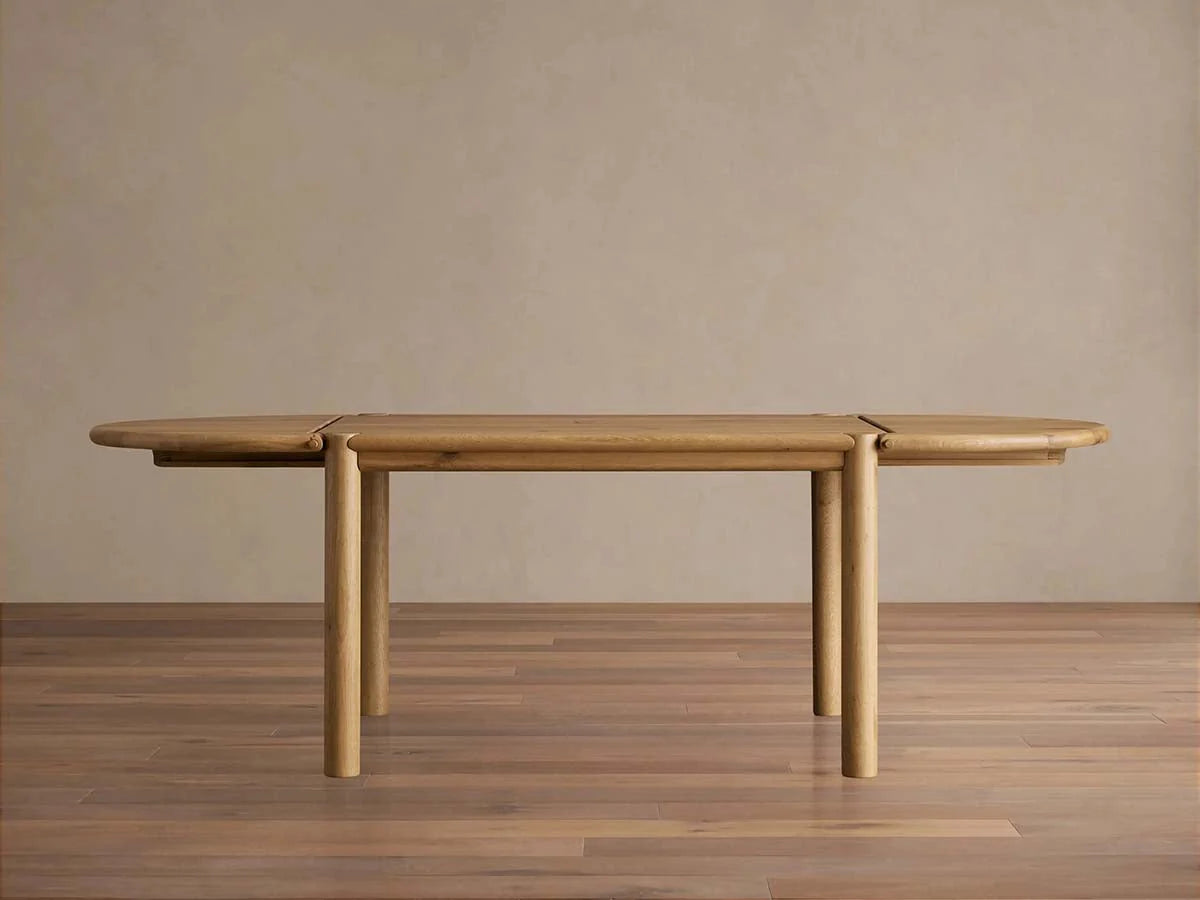 Sulina Wood Extension Dining Table Oak Drop-Leaf Design