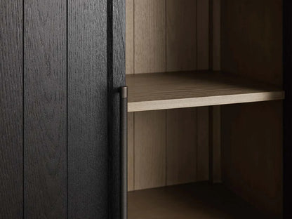 Hattie Oak Storage Cabinet Living Room Wood Tall Display Cabinet Bookcase