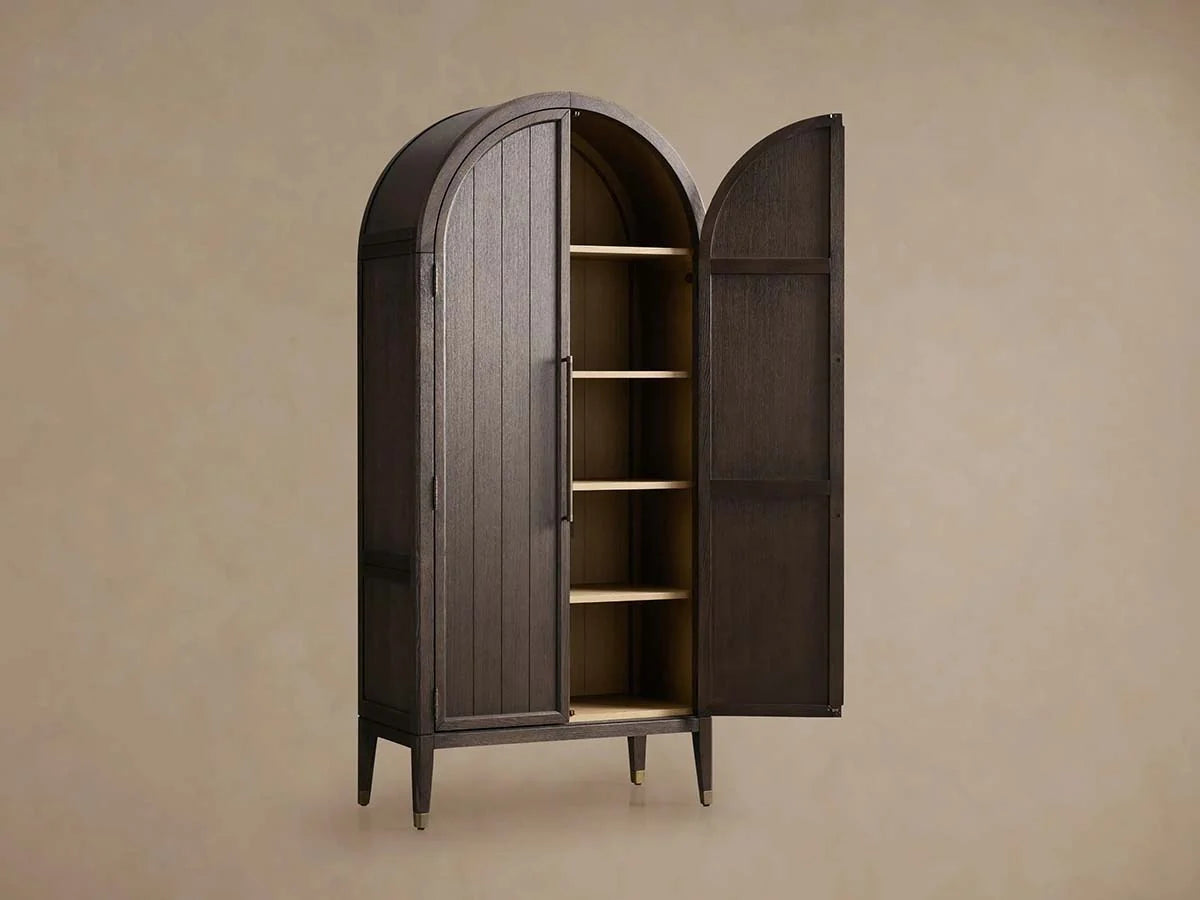 Hattie Oak Storage Cabinet Living Room Wood Tall Display Cabinet Bookcase