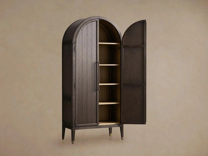 Hattie Oak Storage Cabinet Living Room Wood Tall Display Cabinet Bookcase