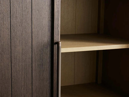 Hattie Oak Storage Cabinet Living Room Wood Tall Display Cabinet Bookcase