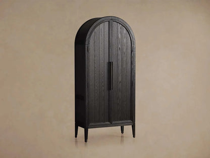 Hattie Oak Storage Cabinet Living Room Wood Tall Display Cabinet Bookcase