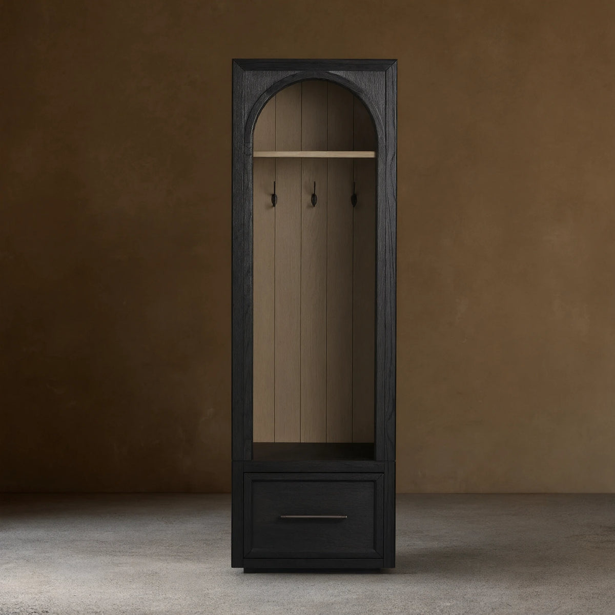 Hattie Oak Wood Entryway Cabinet Storage Tall Cabinet With Hooks