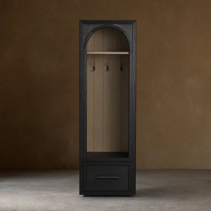 Hattie Oak Wood Entryway Cabinet Storage Tall Cabinet With Hooks