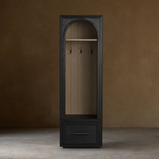 Hattie Oak Wood Entryway Cabinet Storage Tall Cabinet With Hooks