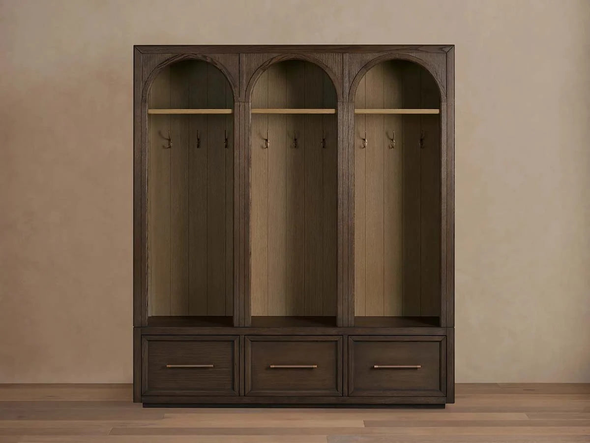 Hattie Oak Wood Entryway Cabinet Storage Tall Cabinet With Hooks