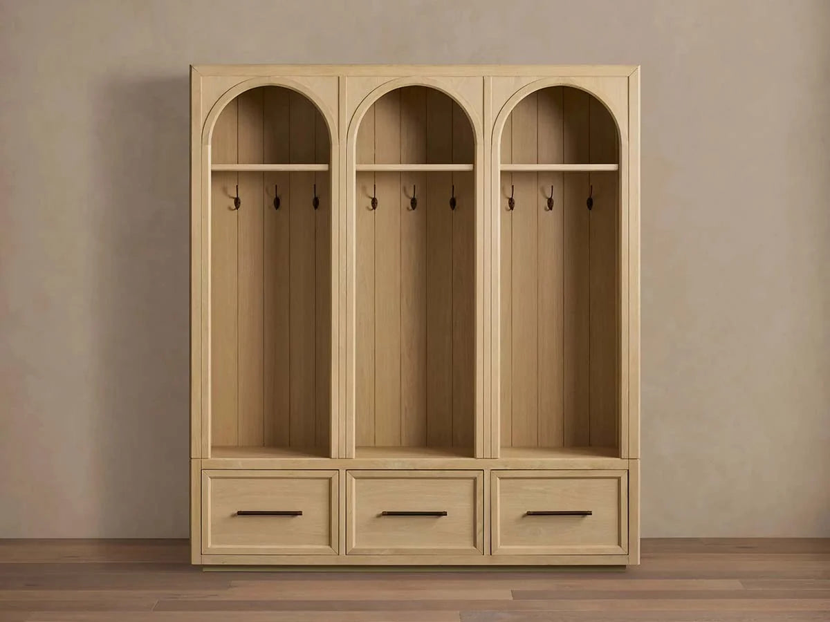 Hattie Oak Wood Entryway Cabinet Storage Tall Cabinet With Hooks