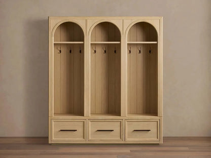 Hattie Oak Wood Entryway Cabinet Storage Tall Cabinet With Hooks