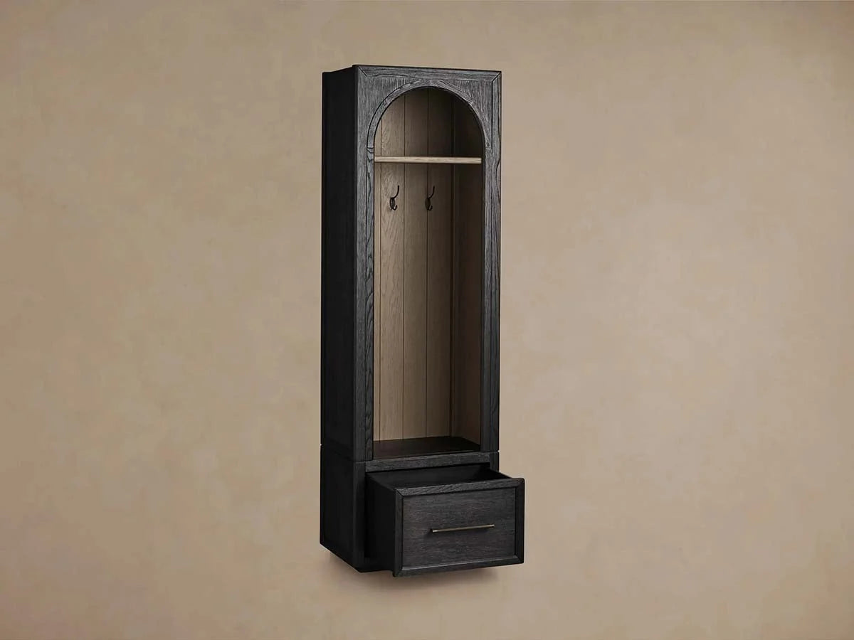 Hattie Oak Wood Entryway Cabinet Storage Tall Cabinet With Hooks