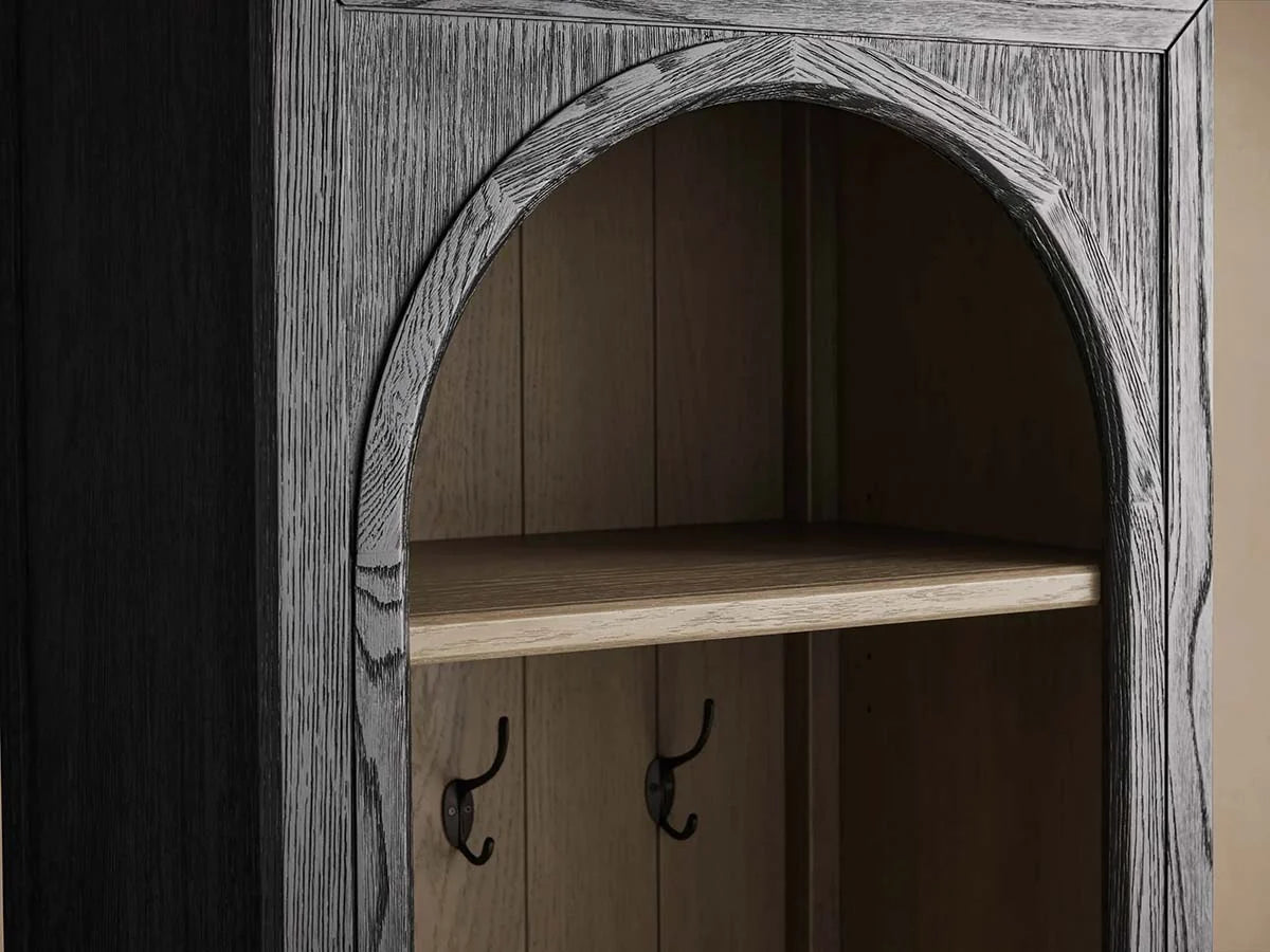 Hattie Oak Wood Entryway Cabinet Storage Tall Cabinet With Hooks