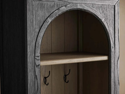 Hattie Oak Wood Entryway Cabinet Storage Tall Cabinet With Hooks