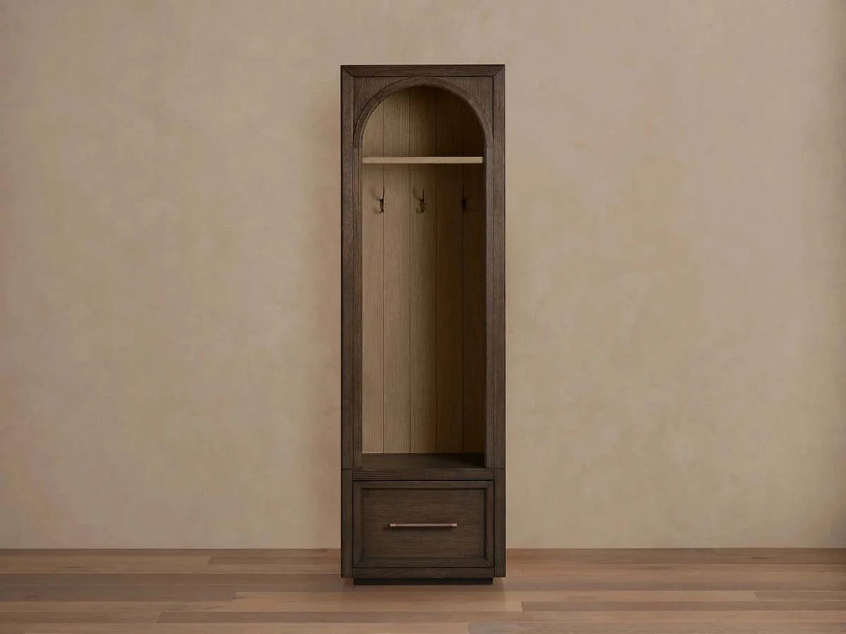 Hattie Oak Wood Entryway Cabinet Storage Tall Cabinet With Hooks