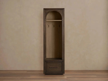 Hattie Oak Wood Entryway Cabinet Storage Tall Cabinet With Hooks