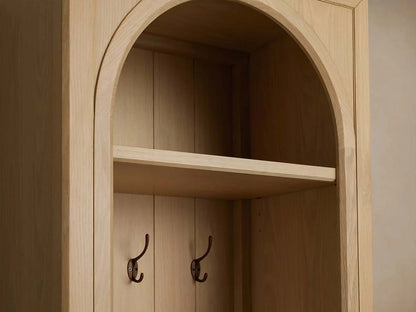 Hattie Oak Wood Entryway Cabinet Storage Tall Cabinet With Hooks
