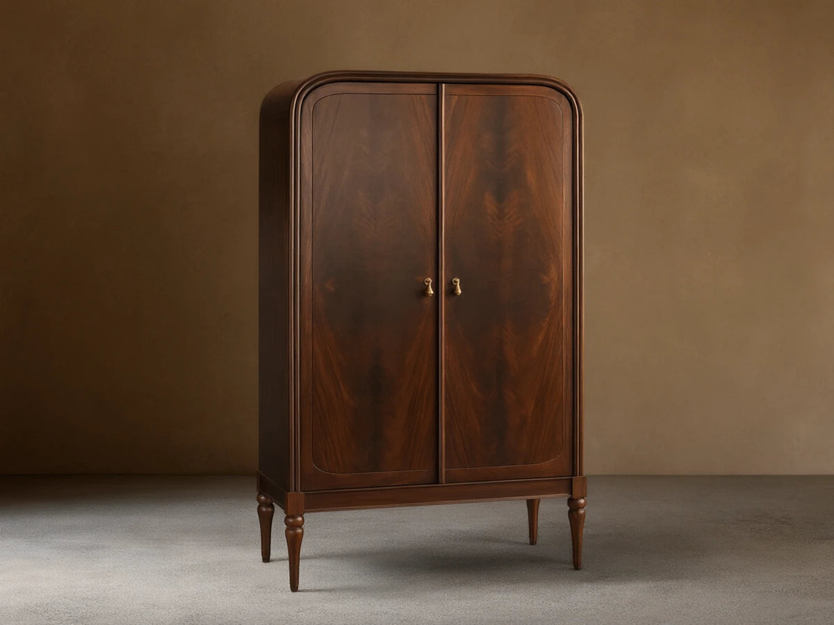 Frances Mahogany Tall Cabinet Vintage Wood Storage Cabinet