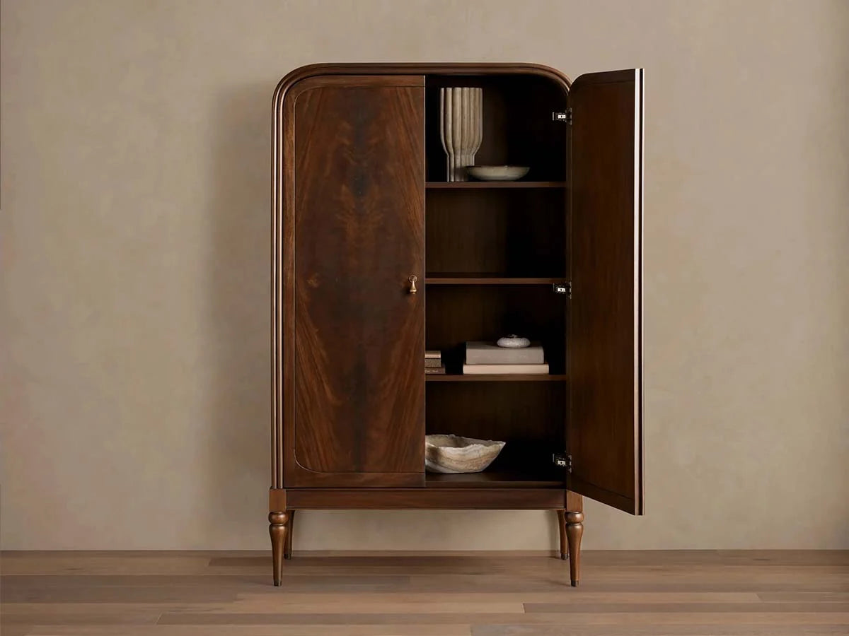 Frances Mahogany Tall Cabinet Vintage Wood Storage Cabinet