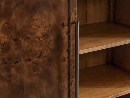 Hattie Burl Tall Cabinet Living Room Natural Wood Grain Storage Cabinet