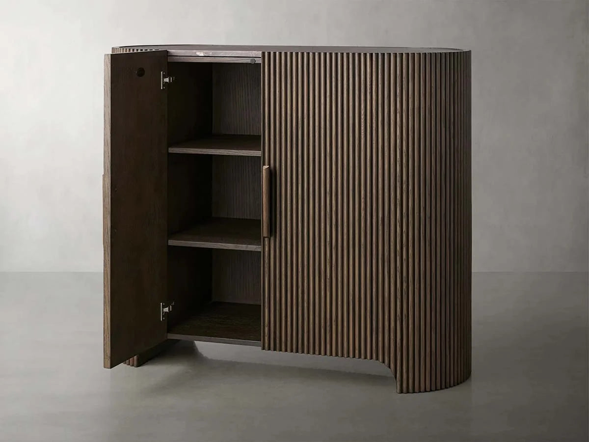 Astor Marble Top Hall Chest Oak Wood Sideboards Reeded Entrance Storage Cabinet