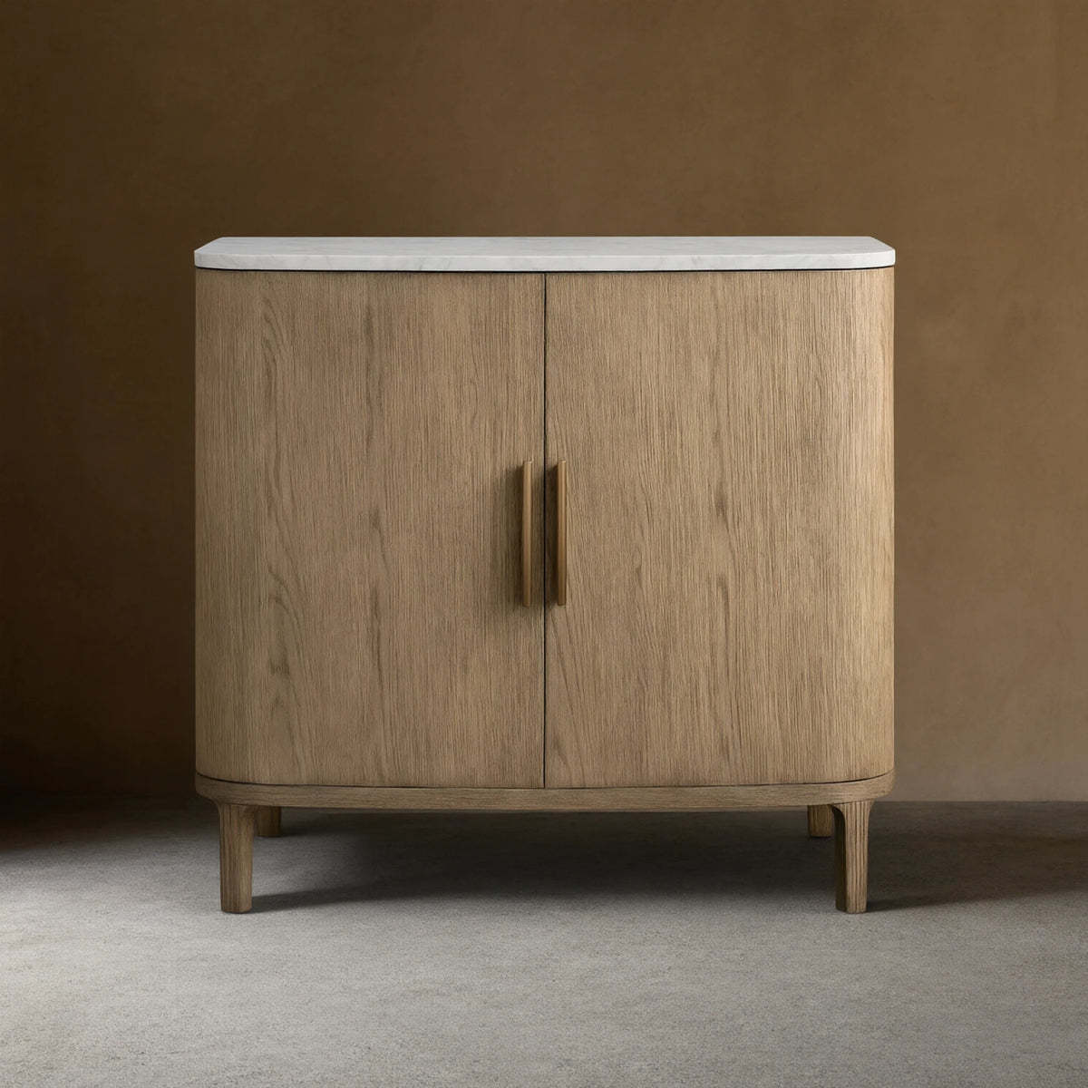 Danny Oak Wood Sideboards Cabinet Marble Top Buffet Cabinet Lockers