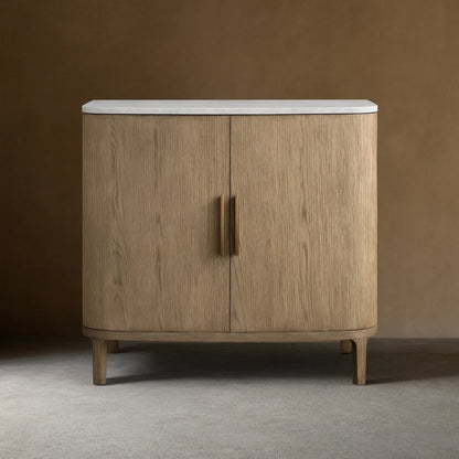 Danny Oak Wood Sideboards Cabinet Marble Top Buffet Cabinet Lockers
