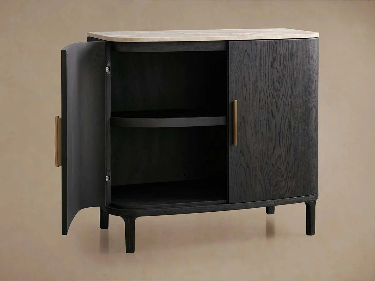 Danny Oak Wood Sideboards Cabinet Marble Top Buffet Cabinet Lockers